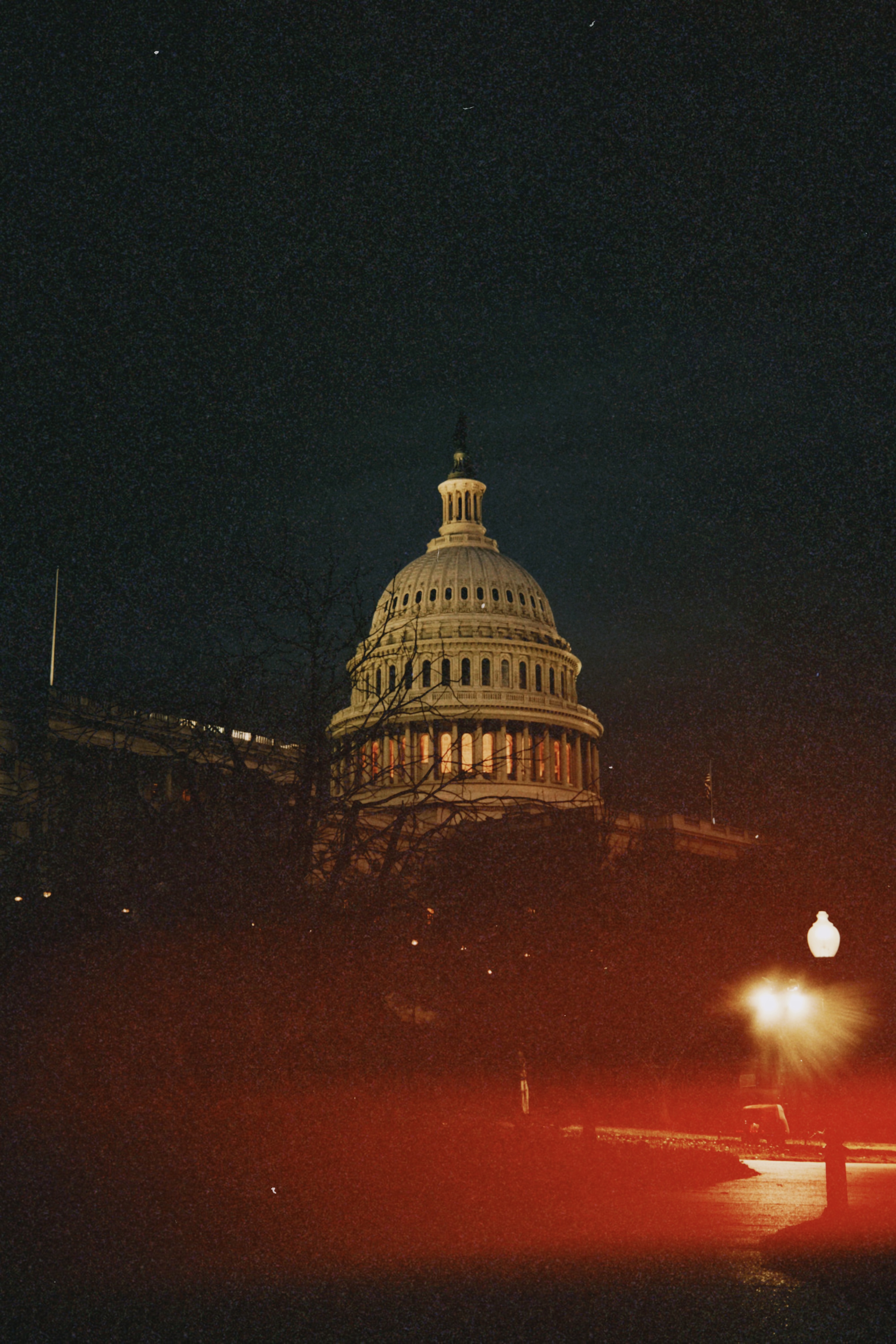 Capitol at night red