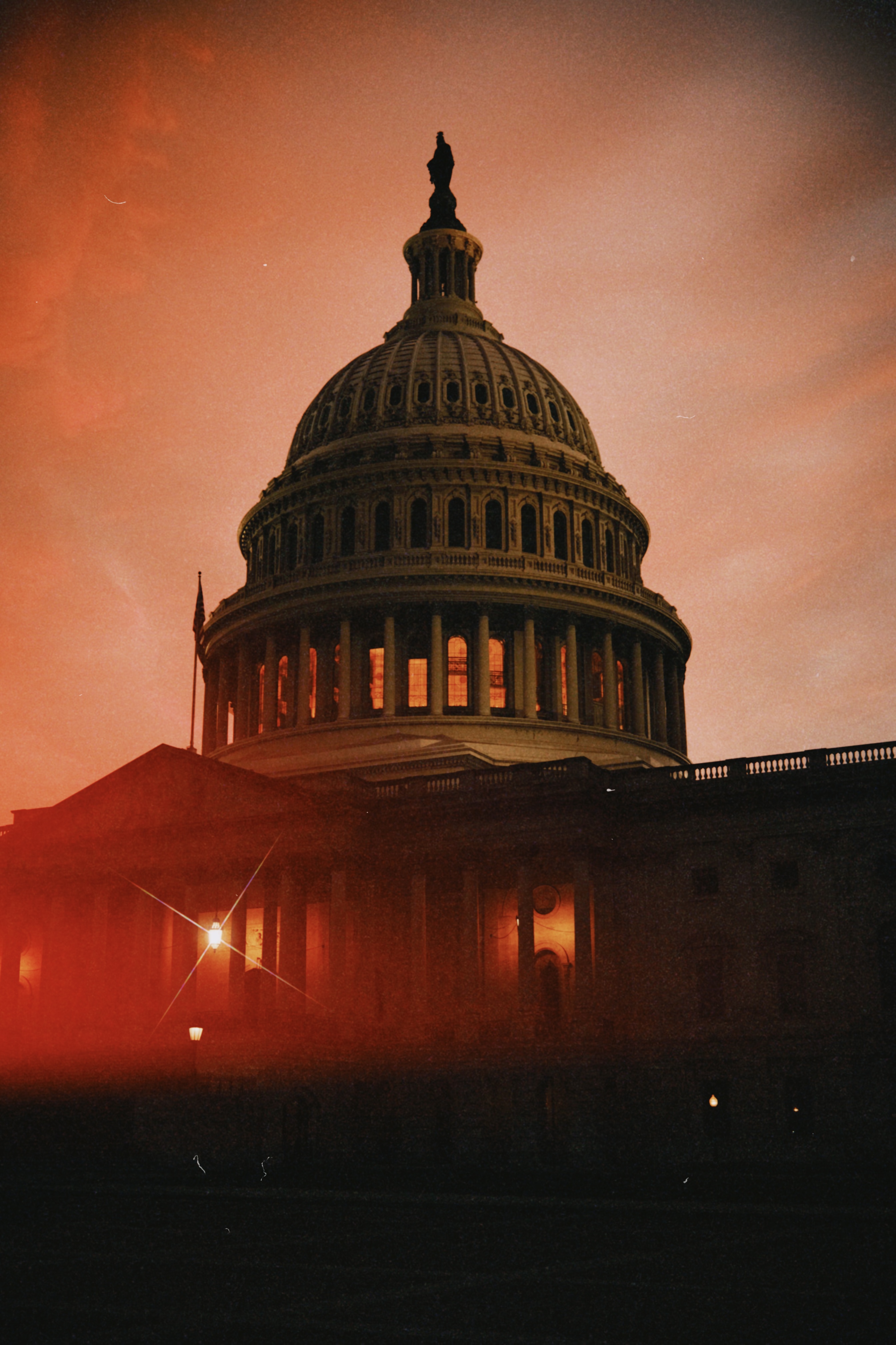 US Capitol sunset orange