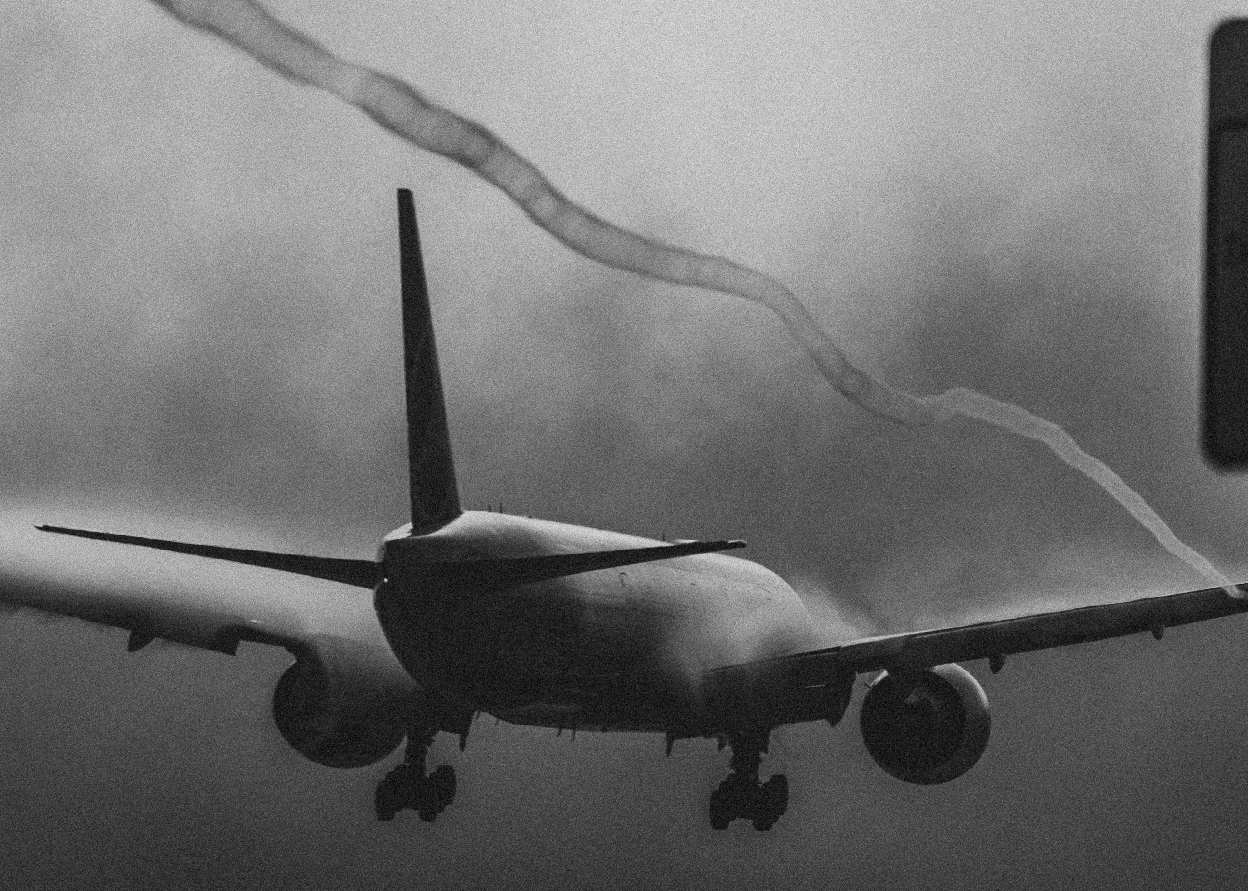 Wide-body in fog B&W